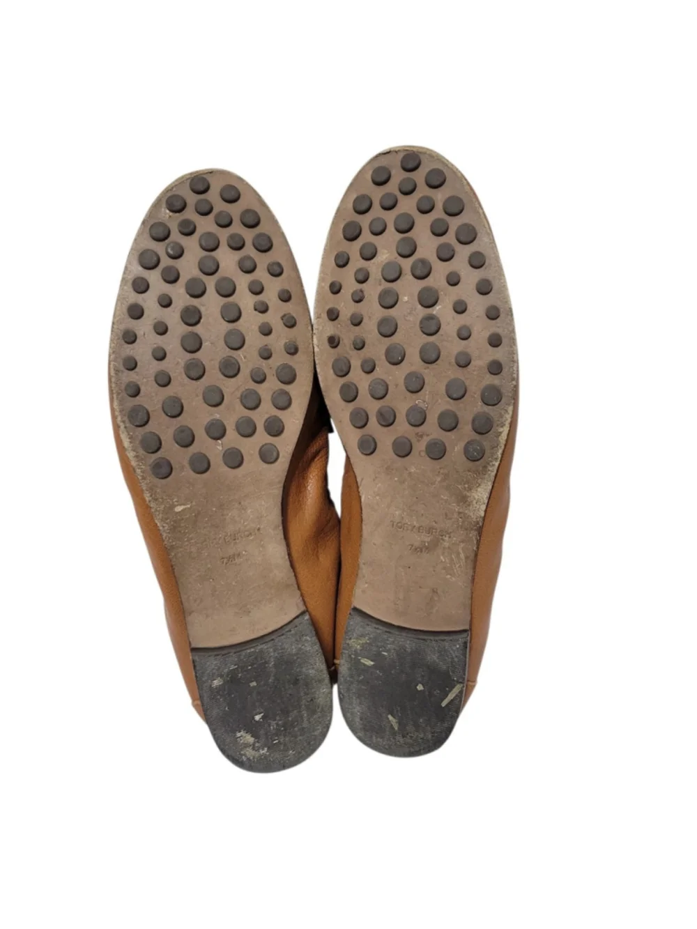 TORY BURCH Ballet Genuine Leather Brown Flat Size 7.5M Women Pre-owned Condition